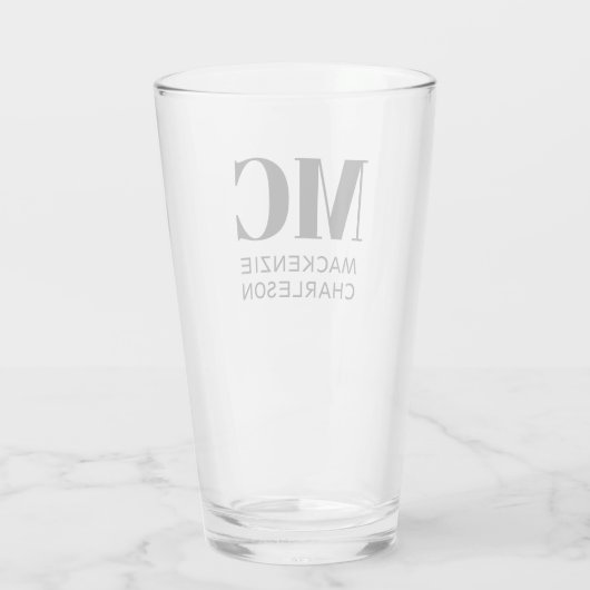 Monogram Twee Initialen Naam Aangepast Glas (Achterkant)
