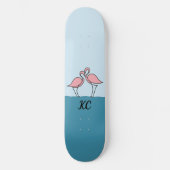Monogram Twee Roze Flamingo's op het Water Quote Skateboard (Voorkant)