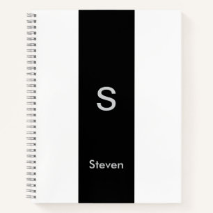Monogram Twee Tinten Modern Zwart en Wit Notitieboek