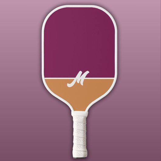 Monogram Twee Tone Berry & Kaneel met Wit Pickleball Paddle
