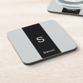 Monogram Twee Tone Modern Zwart en Grijs Bier Onderzetter (Linkerzijde)