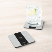 Monogram Twee Tone Modern Zwart en Grijs Bier Onderzetter (Rechterzijde)