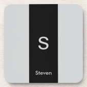 Monogram Twee Tone Modern Zwart en Grijs Bier Onderzetter (Voorkant)