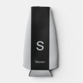 Monogram Twee Tone Modern Zwart en Grijs Flesjeskoeler (Voorkant)