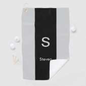 Monogram Twee Tone Modern Zwart en Grijs Golfhanddoek (Insitu)