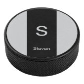 Monogram Twee Tone Modern Zwart en Grijs Hockey Puck (3/4)
