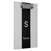 Monogram Twee Tone Modern Zwart en Grijs Klembord (Rechts)