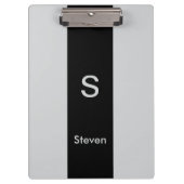 Monogram Twee Tone Modern Zwart en Grijs Klembord (Voorkant)