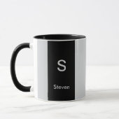 Monogram Twee Tone Modern Zwart en Grijs Mok (Links)