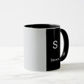 Monogram Twee Tone Modern Zwart en Grijs Mok (Voorkant rechts)