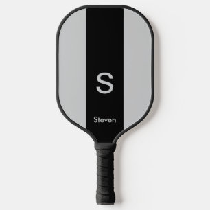 Monogram Twee Tone Modern Zwart en Grijs Pickleball Paddle