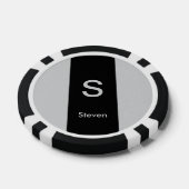 Monogram Twee Tone Modern Zwart en Grijs Poker Chips (Enkel)