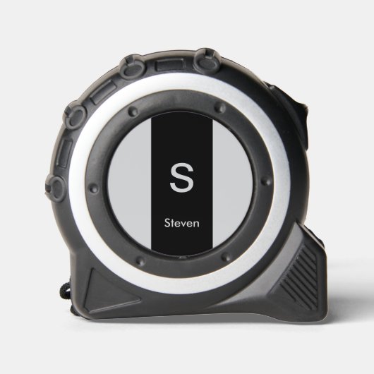 Monogram Twee Tone Modern Zwart en Grijs Rolmaat (Voorkant)