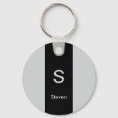 Monogram Twee Tone Modern Zwart en Grijs Sleutelhanger (Voorkant)