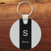 Monogram Twee Tone Modern Zwart en Grijs Sleutelhanger (Achterkant)