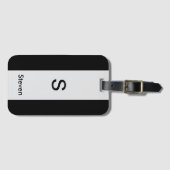 Monogram Twee Tone Modern Zwart en Lichtgrijs Bagagelabel (Voorkant (horizontaal))