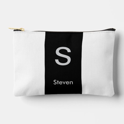 Monogram Twee Tone Modern Zwart en Wit Etui (Voorkant)