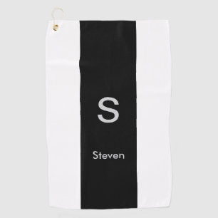 Monogram Twee Tone Modern Zwart en Wit Golfhanddoek