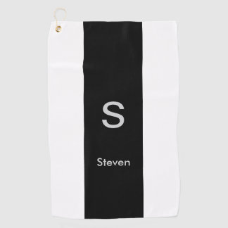Monogram Twee Tone Modern Zwart en Wit Golfhanddoek