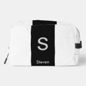 Monogram Twee Tone Modern Zwart en Wit Toilettasje (Achterkant)