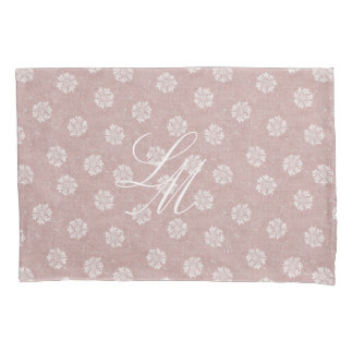 Monogram tweedig blauw roze William Morris Marigol Kussensloop