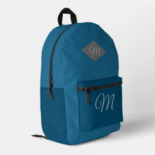 Monogram tweekleurig oceaan-blauw bedrukte rugzak
