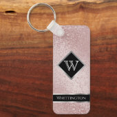 Monogram Twinkle Glitter - Roos Gold Sleutelhanger (Voorkant)