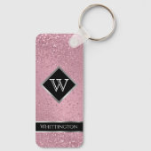 Monogram Twinkle Glitter - Roze Rose Sleutelhanger (Achterkant)