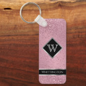 Monogram Twinkle Glitter - Roze Rose Sleutelhanger (Voorkant)