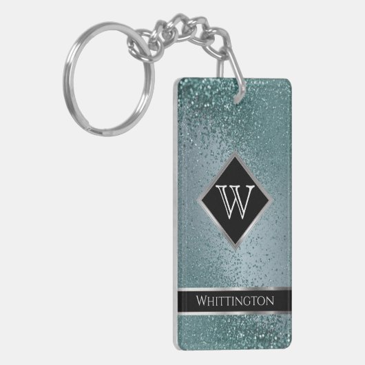 Monogram Twinkle Ombre - Blauwgroen Sleutelhanger (Voorkant Links)