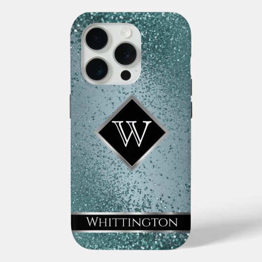 Monogram Twinkle Ombre - Turquoise Case-Mate iPhone Case (Achterkant)