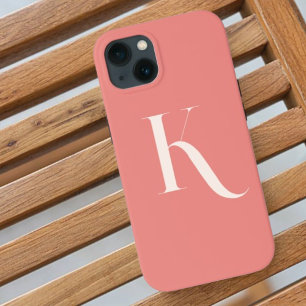 Monogram Typografie Blush Pink Vrouwelijke Girly iPhone 13 Hoesje