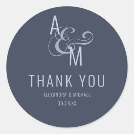 Monogram Typografie Eenvoudig elegant Bedankt Ronde Sticker