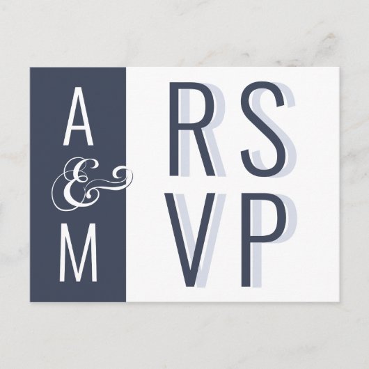 Monogram Typografiemminimalistisch huwelijk RSVP Briefkaart (Voorkant)
