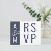 Monogram Typografiemminimalistisch huwelijk RSVP Briefkaart (Staand voorkant)