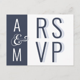Monogram Typografiemminimalistisch huwelijk RSVP Briefkaart