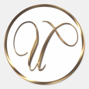 Monogram U Faux Bronze Ronde Sticker