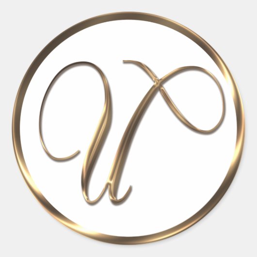 Monogram U Faux Bronze Ronde Sticker (Voorkant)