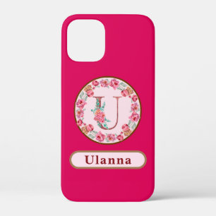 Monogram U Floral Aangepast iPhone 12 Mini Hoesje