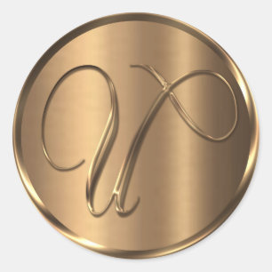 Monogram U NONMETALLIC Bronze Envelope Seal Ronde Sticker