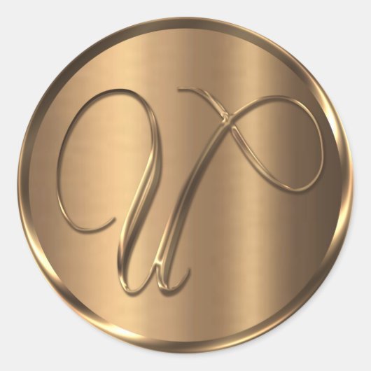Monogram U NONMETALLIC Bronze Envelope Seal Ronde Sticker (Voorkant)