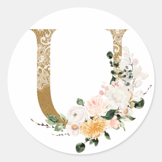 MONOGRAM U RONDE STICKER (Voorkant)