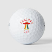 Monogram UFO Alien Bigfoot Ruimteschip Grappig Golfballen (Voorkant)