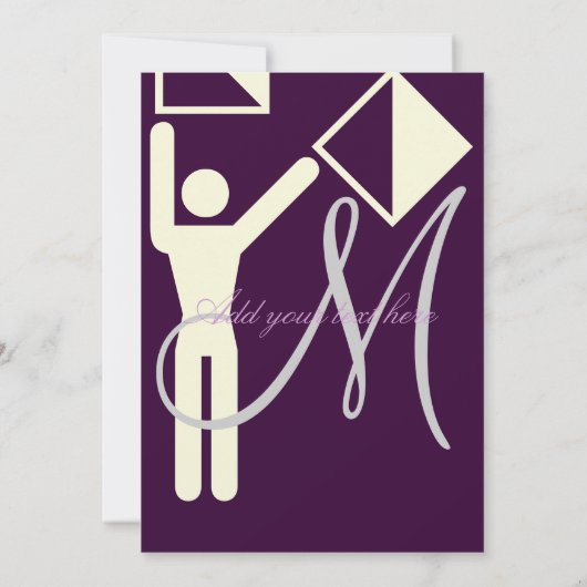 Monogram/Uitnodigingen/Pruim/Crème Kaart (Achterkant)