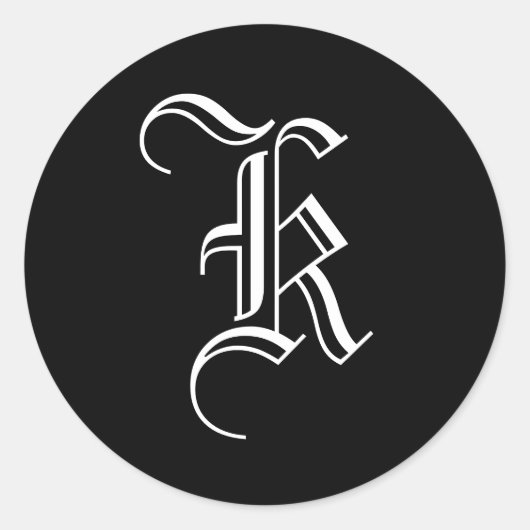 Monogram uitnodigingszegel "K" Oude Engelse stijl Ronde Sticker (Voorkant)