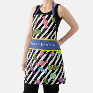 Monogram uniek snoep levendige kleuren Blauw Schort