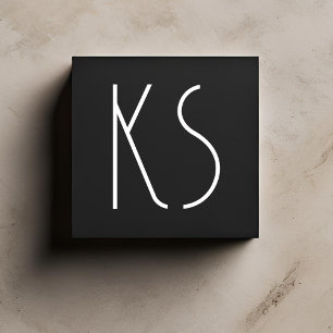 Monogram Unieke minimale typografie Zwart papier Vierkante Visitekaartje