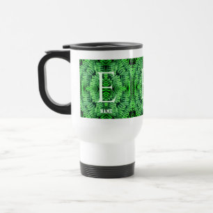 Monogram Uw Initiële Groene Varens Gepersonaliseer Reisbeker