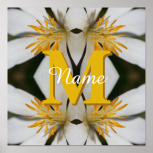 Monogram Uw Initiële Naam Bloemige Gepersonaliseer Poster