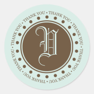 Monogram V Dank u Labels voor het huwelijk